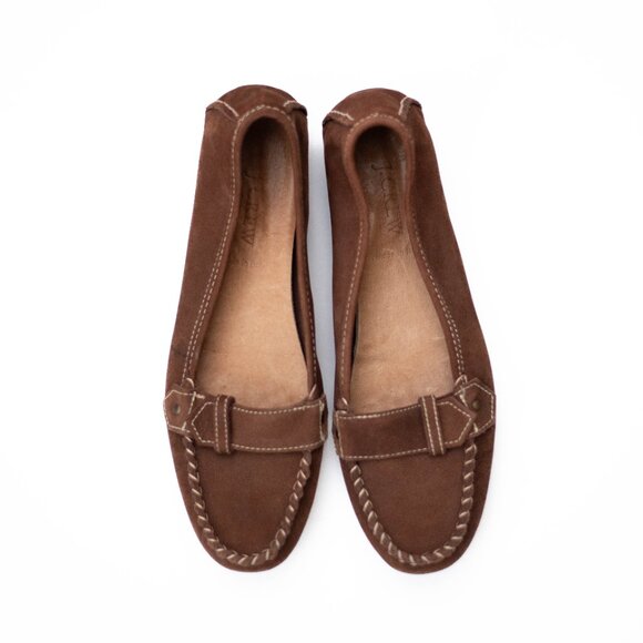 J.Crew Campbell Driving Loafers Women’s 7N Brown Suede Moccasins Made in Italy - Picture 4 of 11